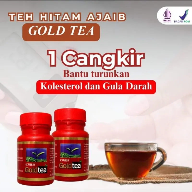 Promotional image for Gold Tea black tea supplement